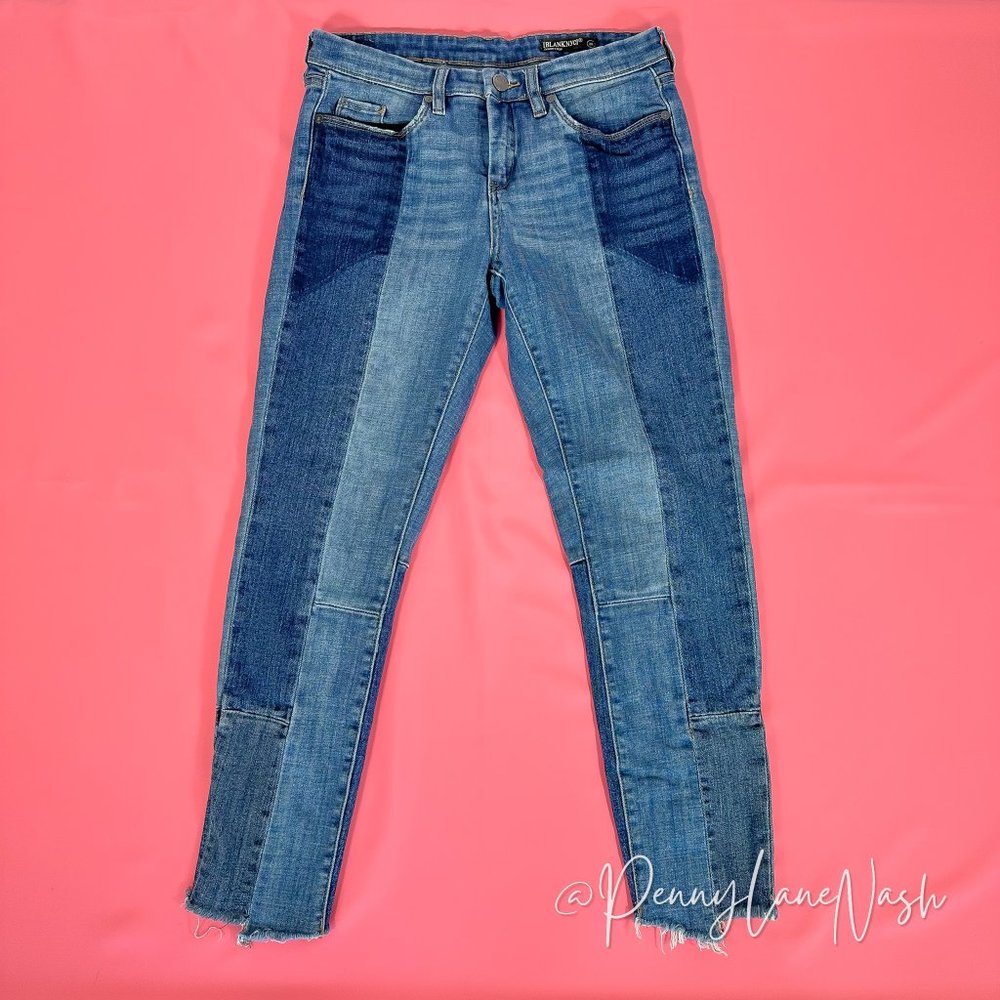 Blank NYC Patchwork Raw Hem Skinny Crop Jeans - Picture 2 of 11